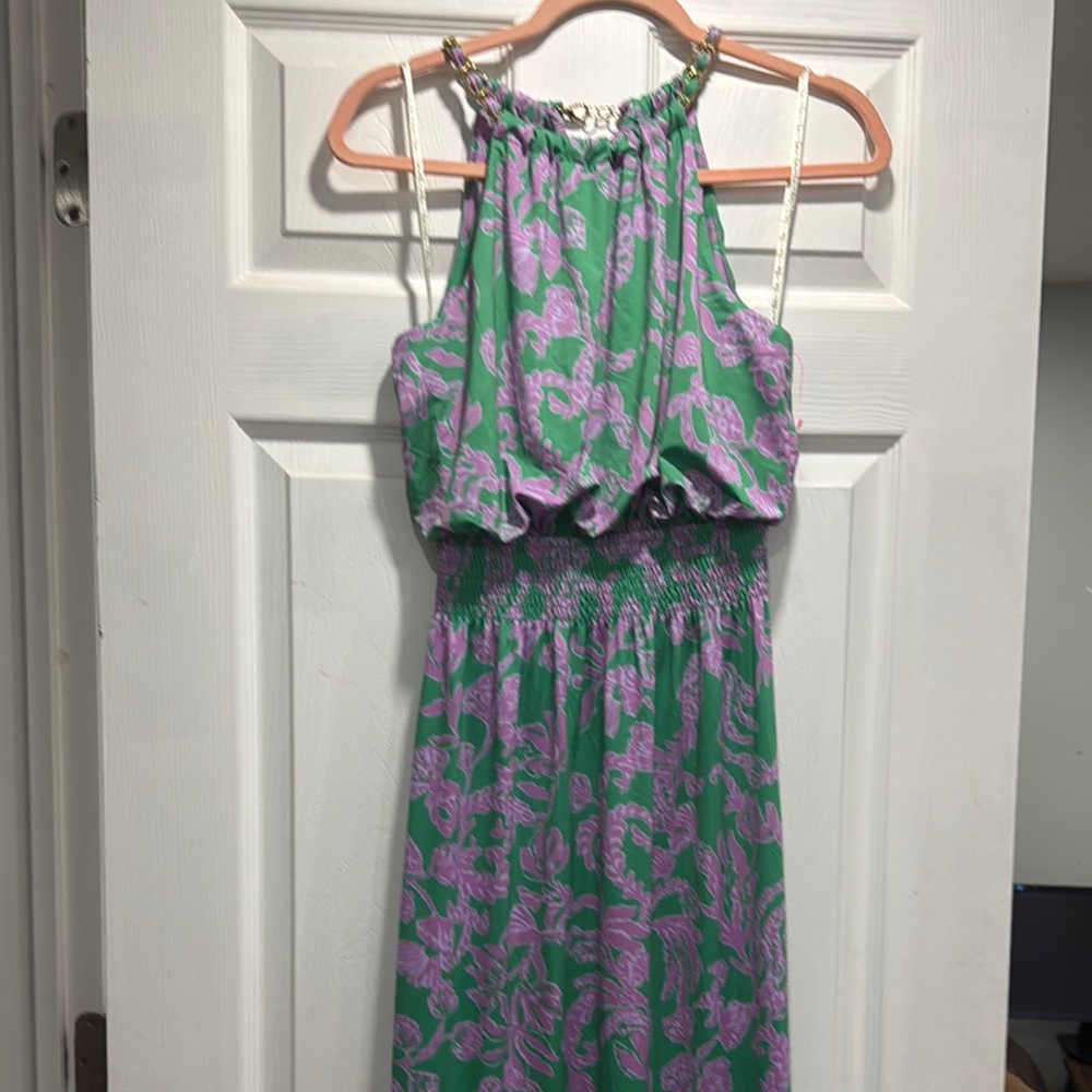 Lilly Pulitzer Green and Purple Halter Dress